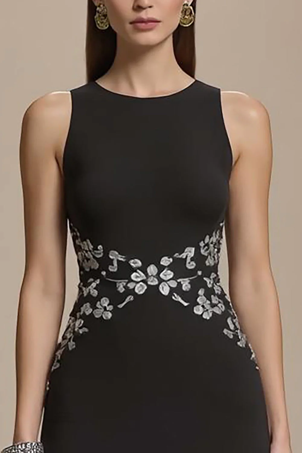 Crepe Bateau Neck Sukienka Wizytowa A Line - Image 3