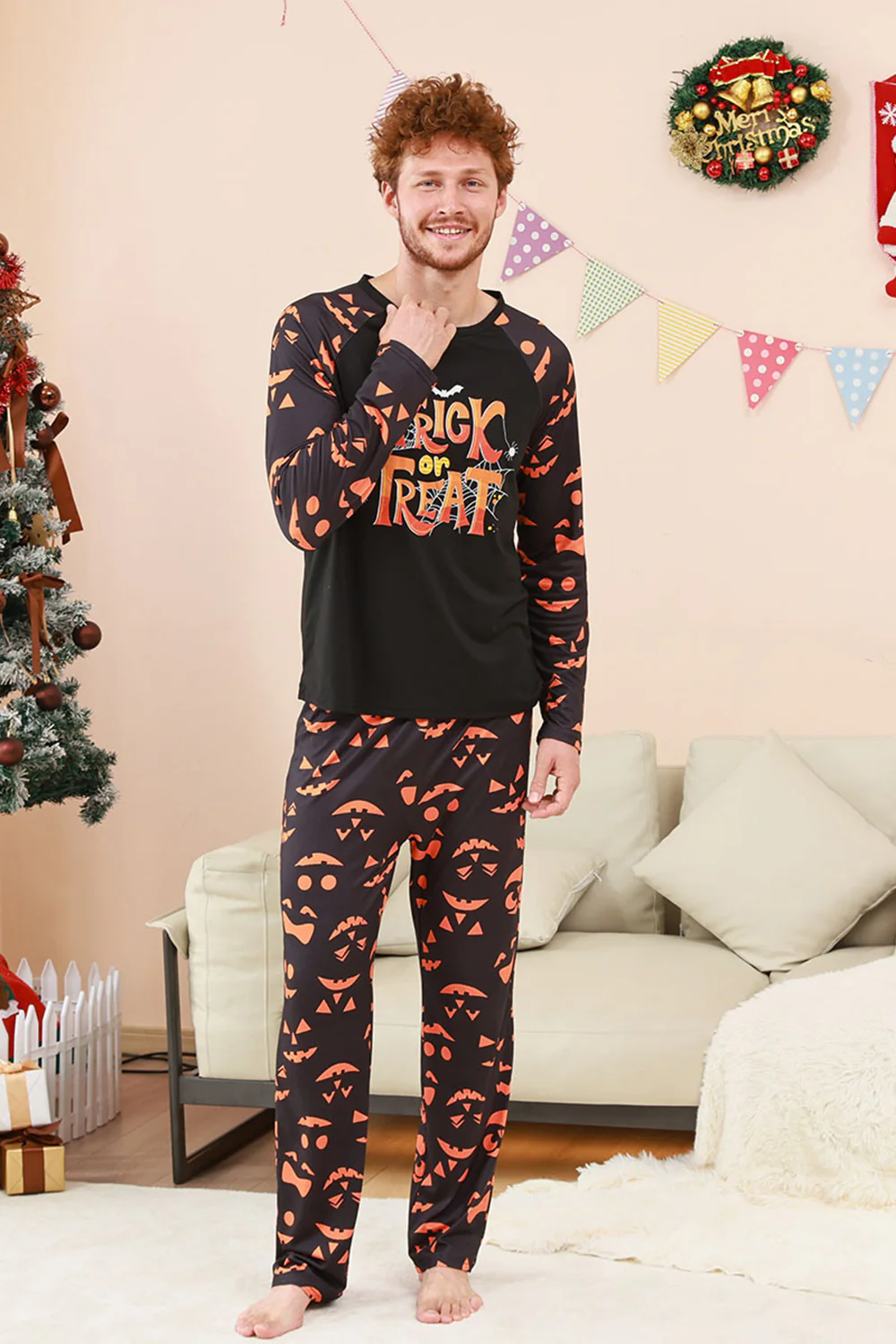 Cukierek Albo Psikus Z Nadrukiem Rodzinny Zestaw Piżam Na Halloween - Image 5