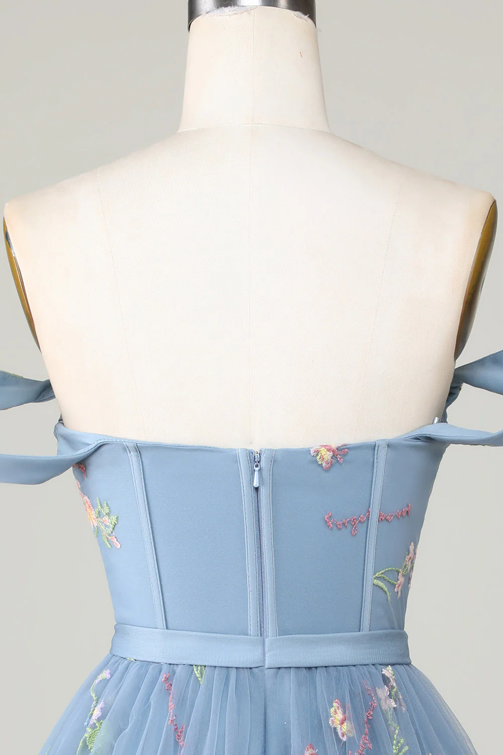Cute A Line Sweetheart Grey Blue Krótka sukienka Homecoming z haftem - Image 6