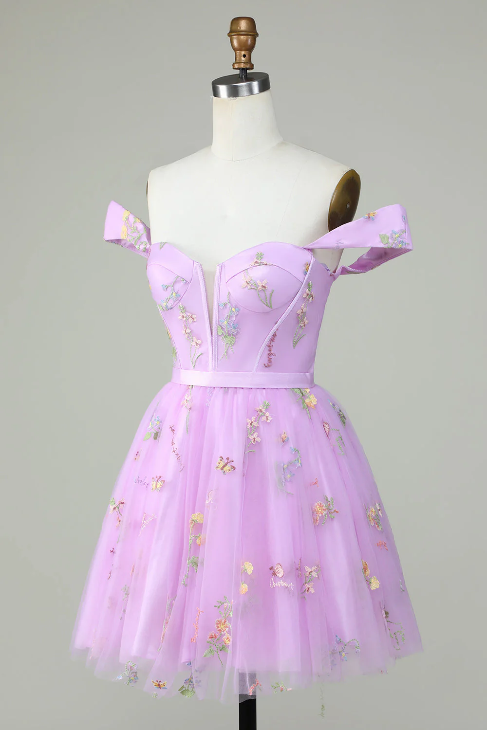 Cute A Line Sweetheart Grey Blue Krótka sukienka Homecoming z haftem - Image 9