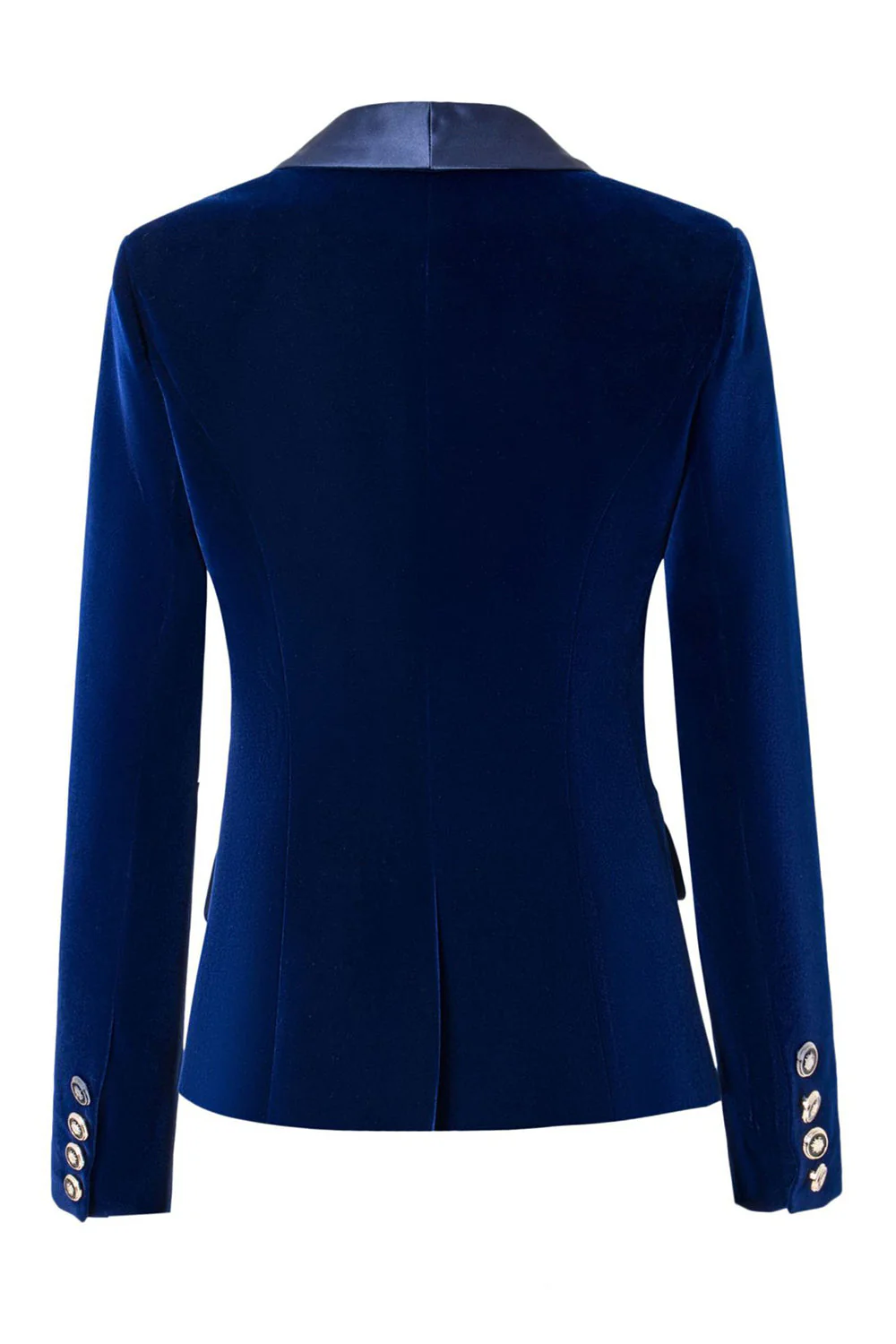 Czarna aksamitna marynarka damska zapinana na guziki slim fit - Image 5