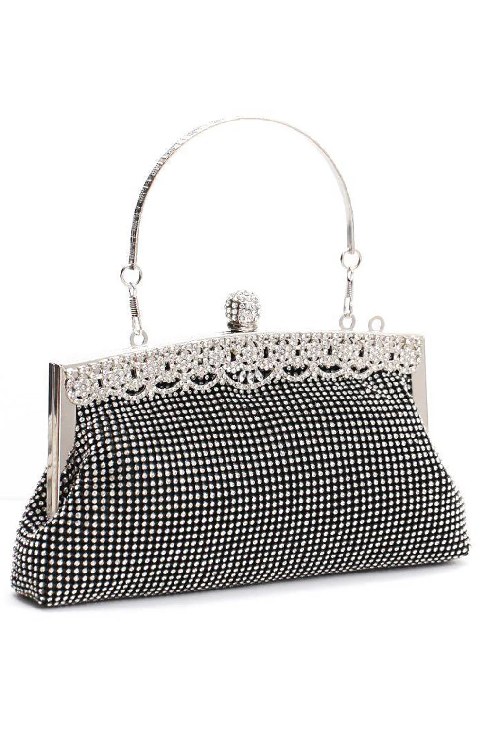 Czarna błyszcząca torba wieczorowa Rhinestone - Image 2