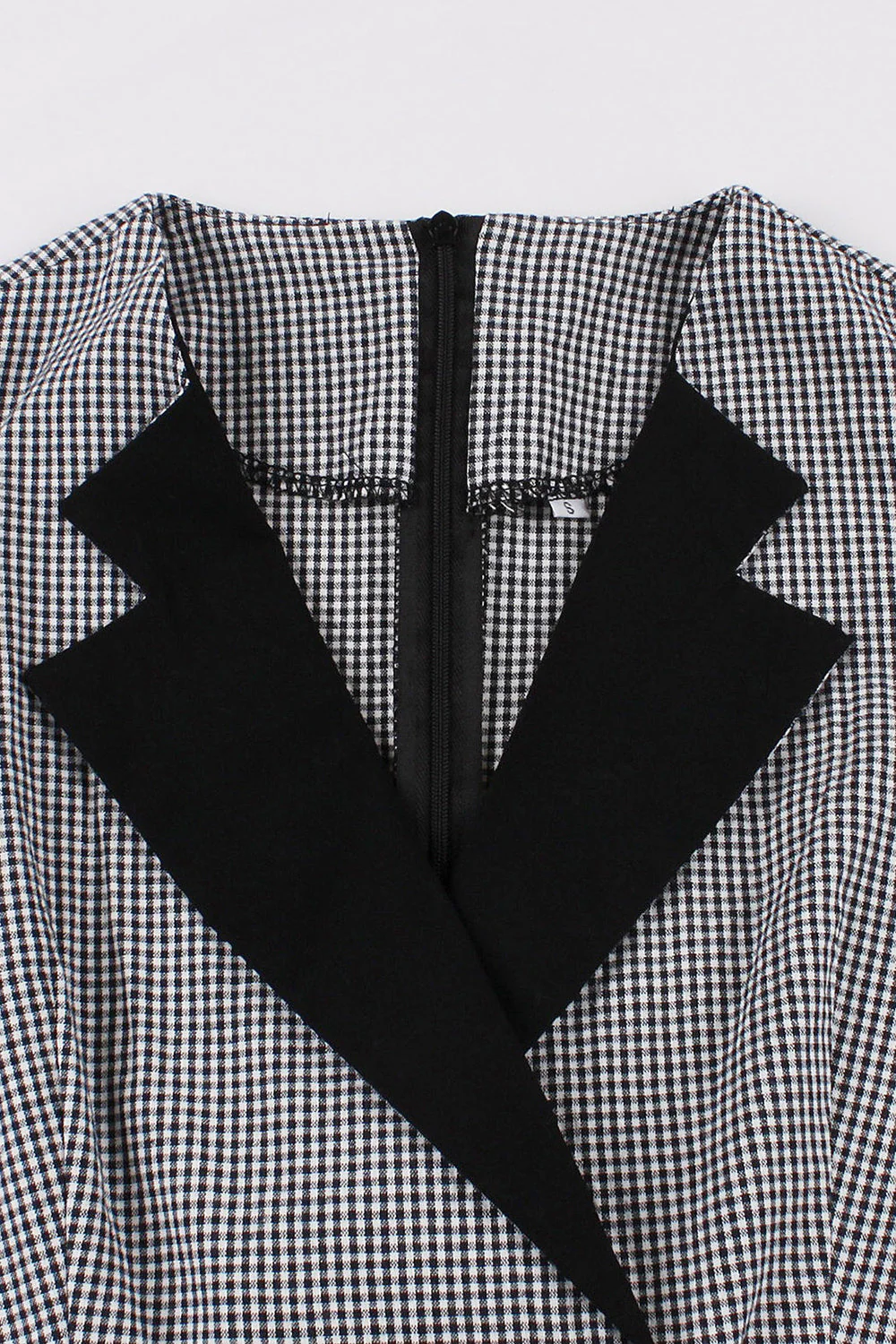 Czarna lapel Neck Plaid Vintage 1950s Sukienka - Image 4