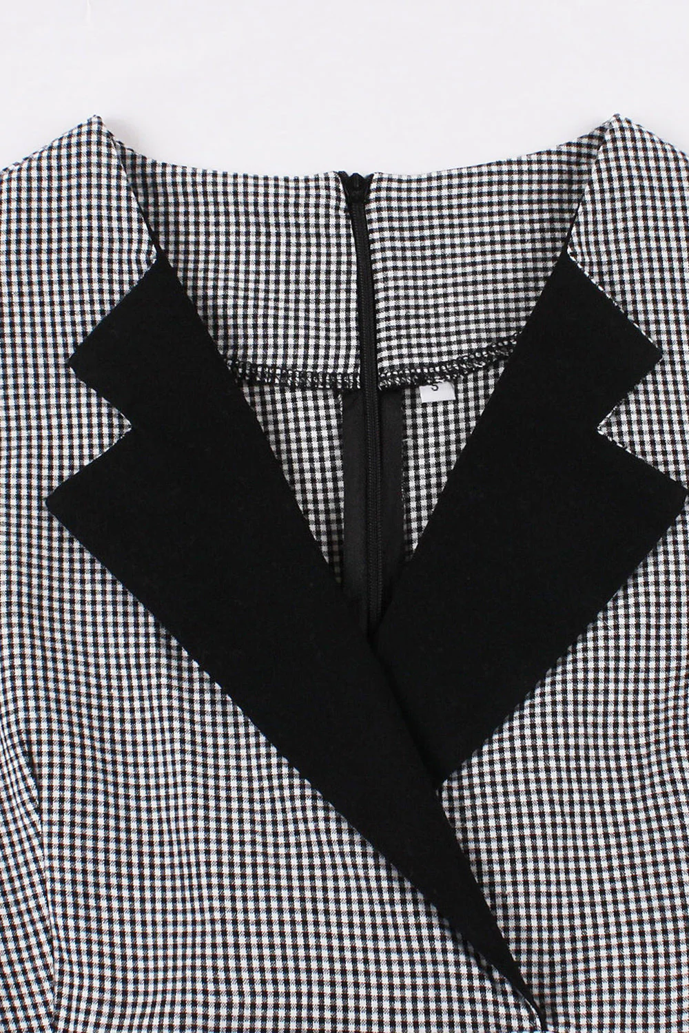 Czarna lapel Neck Plaid Vintage 1950s Sukienka - Image 3