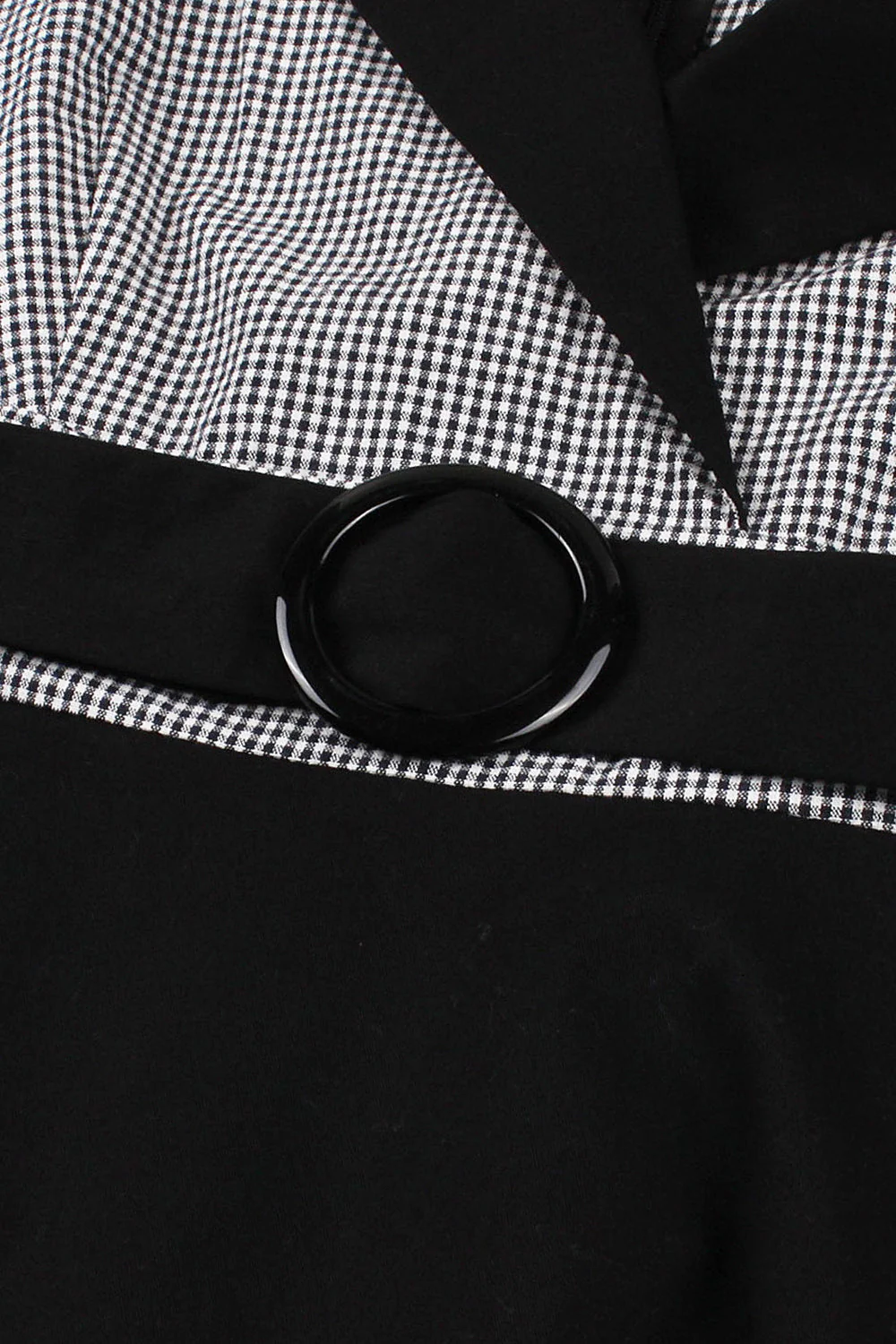 Czarna lapel Neck Plaid Vintage 1950s Sukienka - Image 5