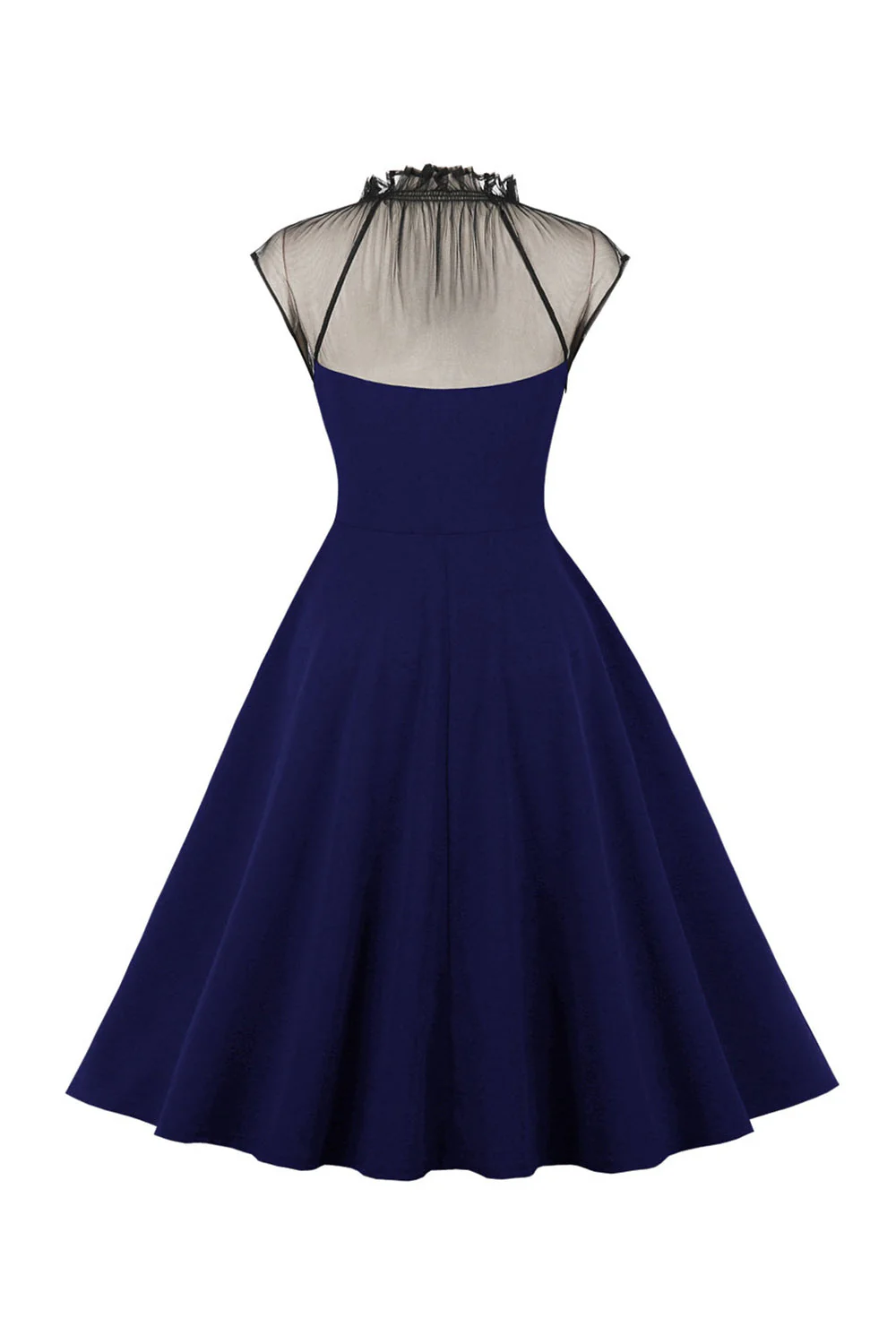Czarna sukienka A Line Vintage 1950s z guzikami - Image 10
