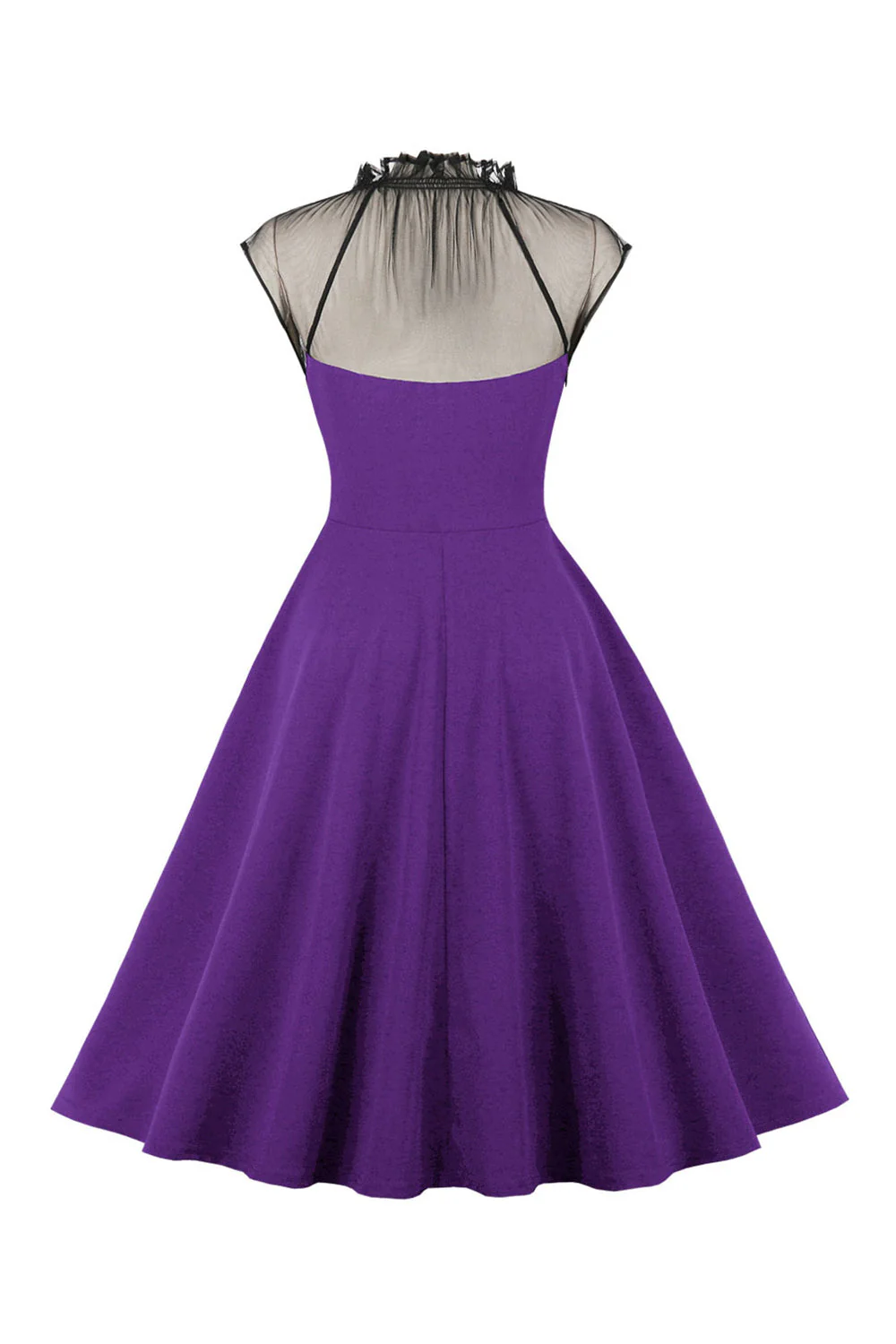 Czarna sukienka A Line Vintage 1950s z guzikami - Image 8