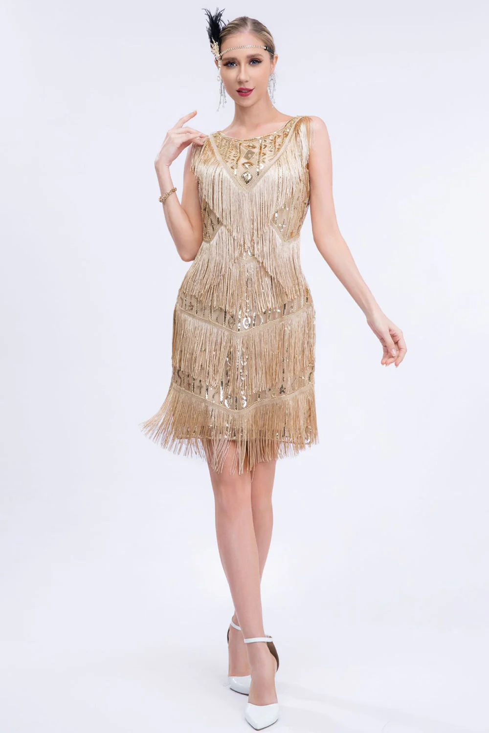 Czarna Sukienka Lata 20 Wielki Gatsby z Cekinami - Image 8