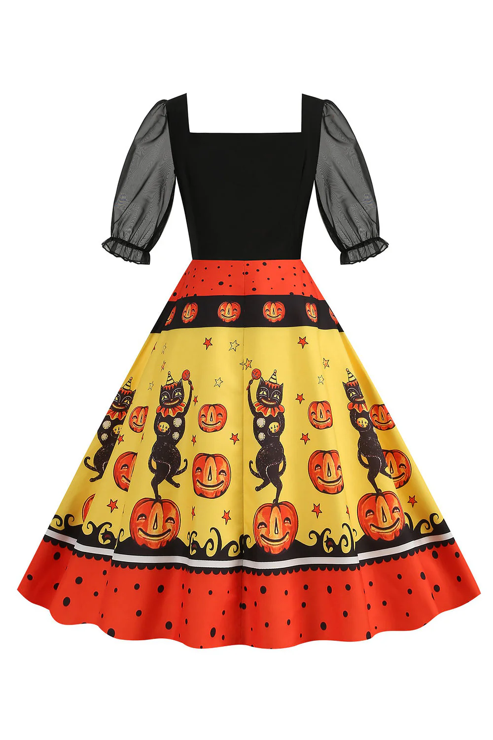 Czarna sukienka vintage z nadrukiem na Halloween - Image 10