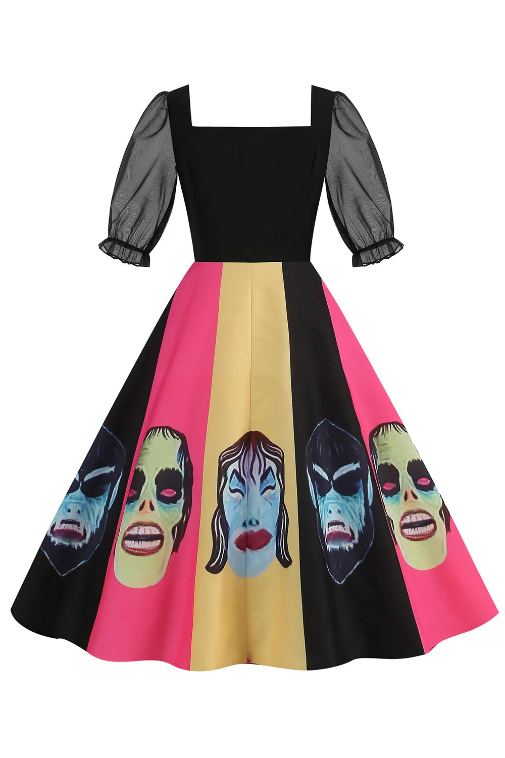 Czarna sukienka vintage z nadrukiem na Halloween - Image 14