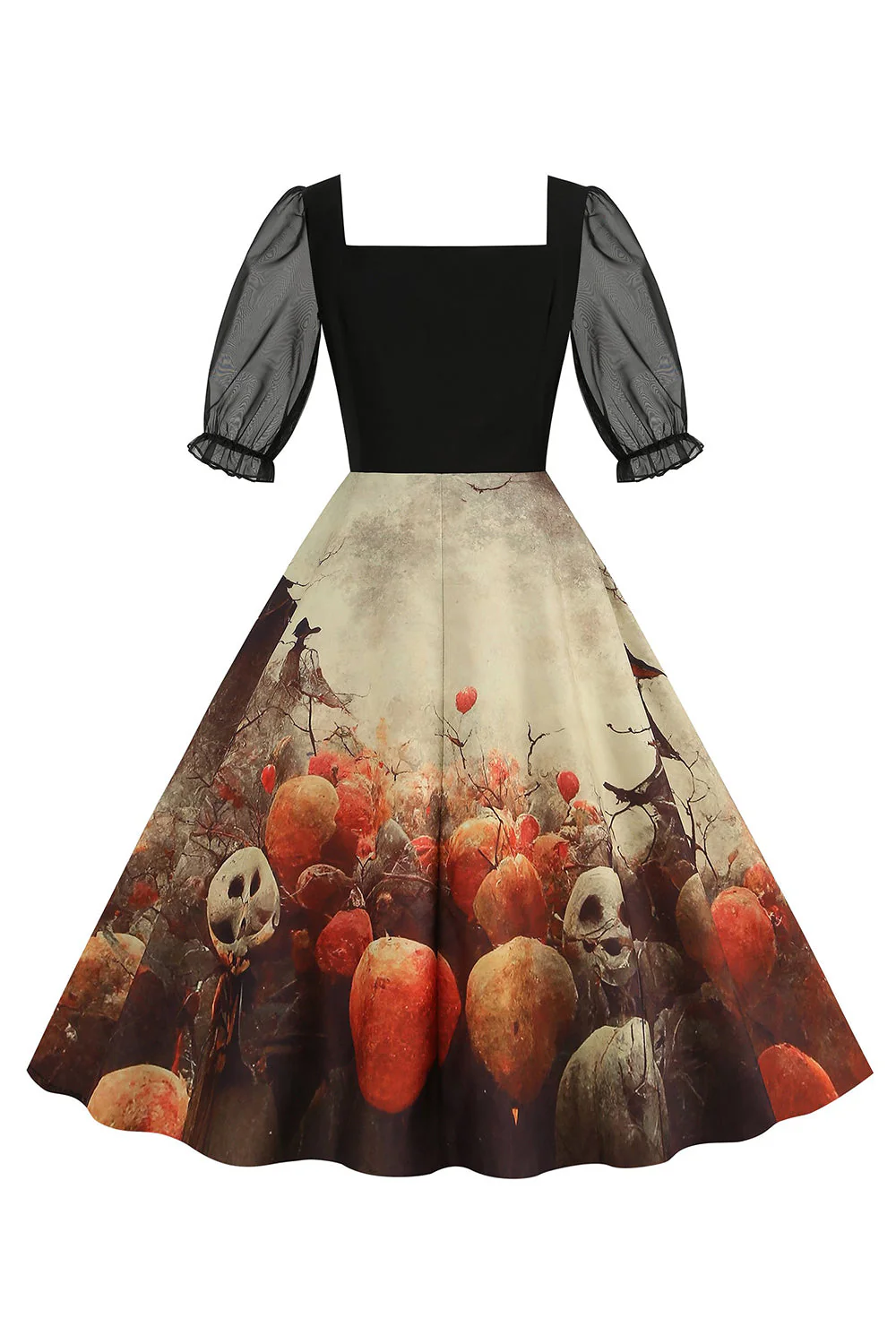 Czarna sukienka vintage z nadrukiem na Halloween - Image 17