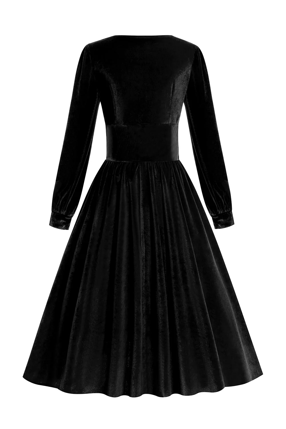 Czarna Sukienka Z Długim Rękawem Velvet Vintage - Image 2