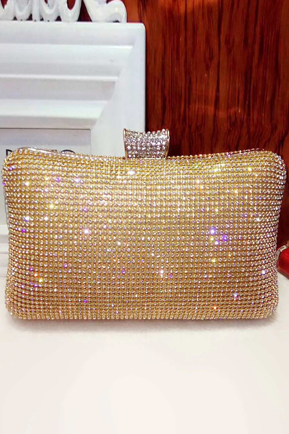 Czarna torebka wieczorowa Spakly Rhinestone - Image 3