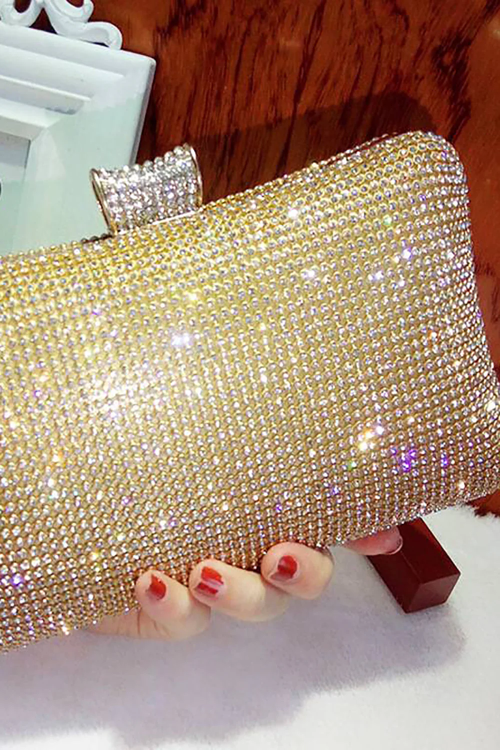Czarna torebka wieczorowa Spakly Rhinestone - Image 4