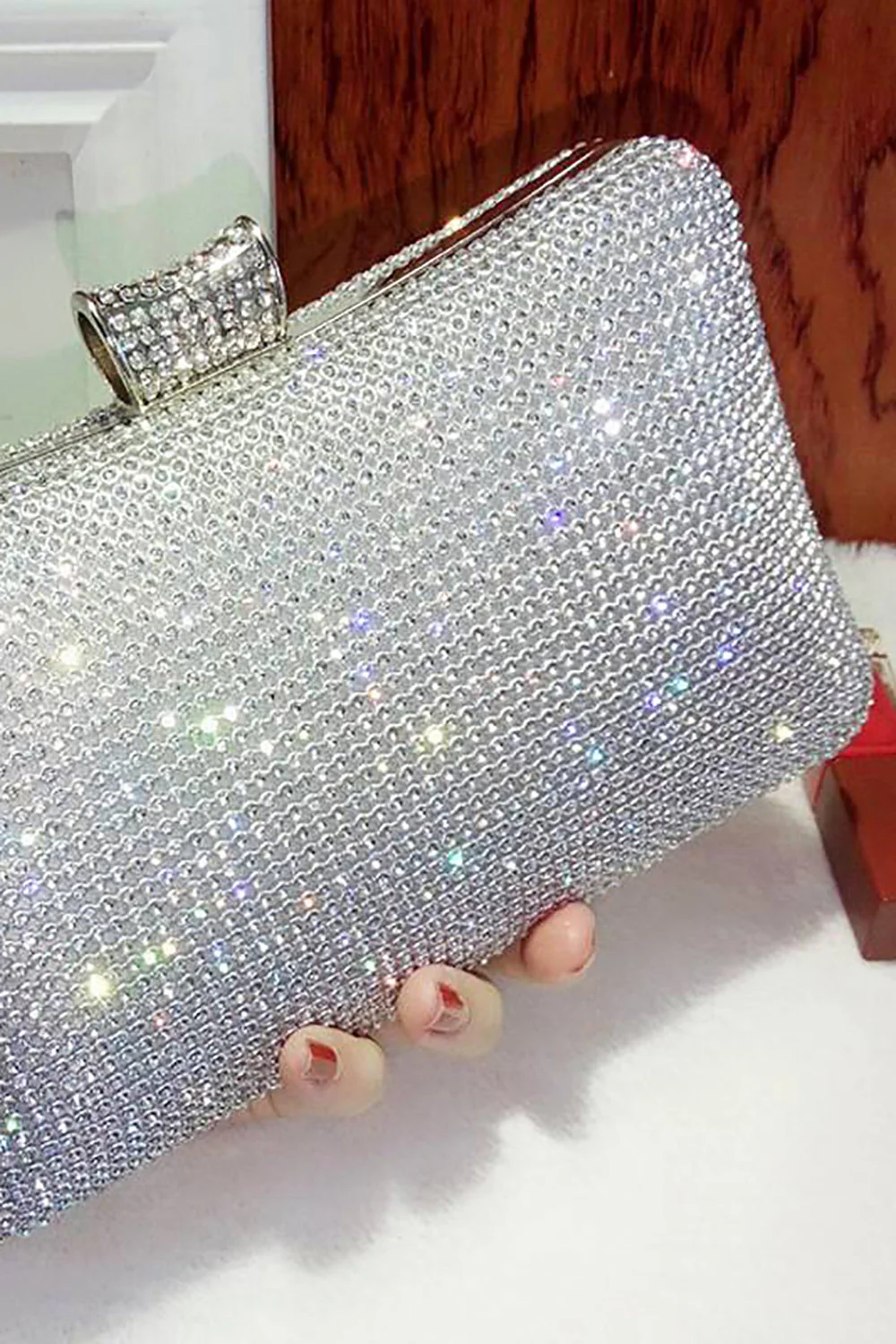 Czarna torebka wieczorowa Spakly Rhinestone - Image 8