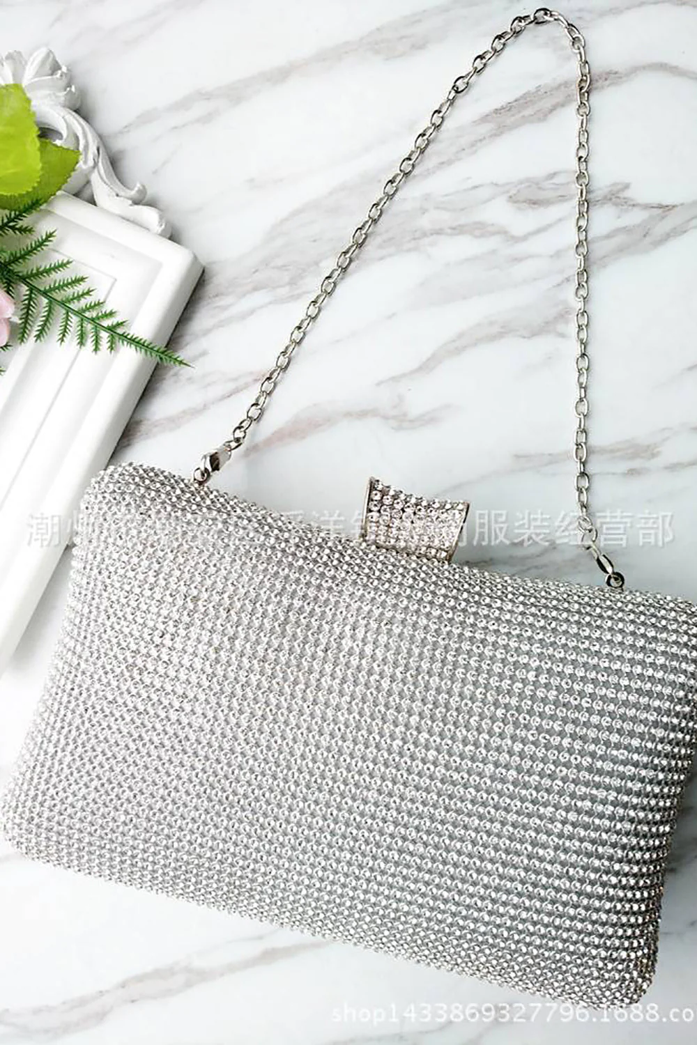 Czarna torebka wieczorowa Spakly Rhinestone - Image 9