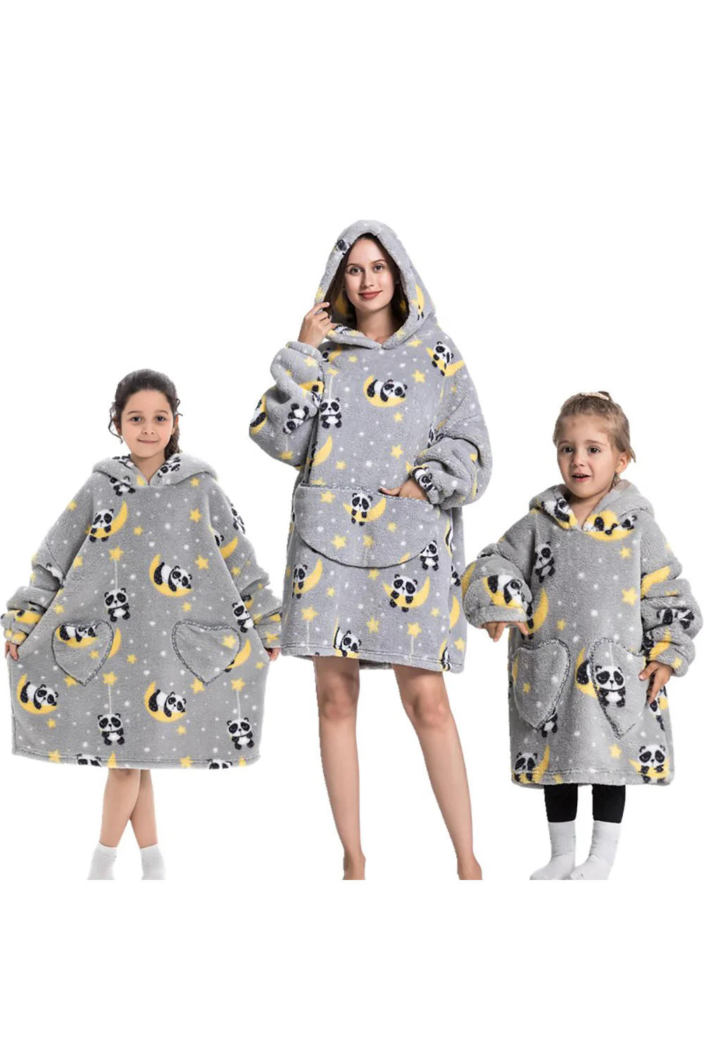 Czarna Truskawkowa Rodzina Dopasowana Flanelowa Oversize Bluza Z Kapturem Z Kapturem - Image 3