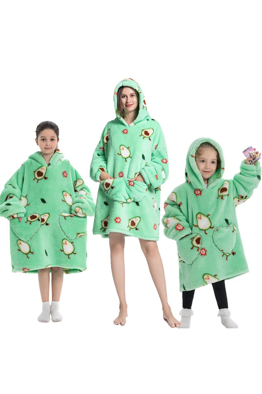Czarna Truskawkowa Rodzina Dopasowana Flanelowa Oversize Bluza Z Kapturem Z Kapturem - Image 5