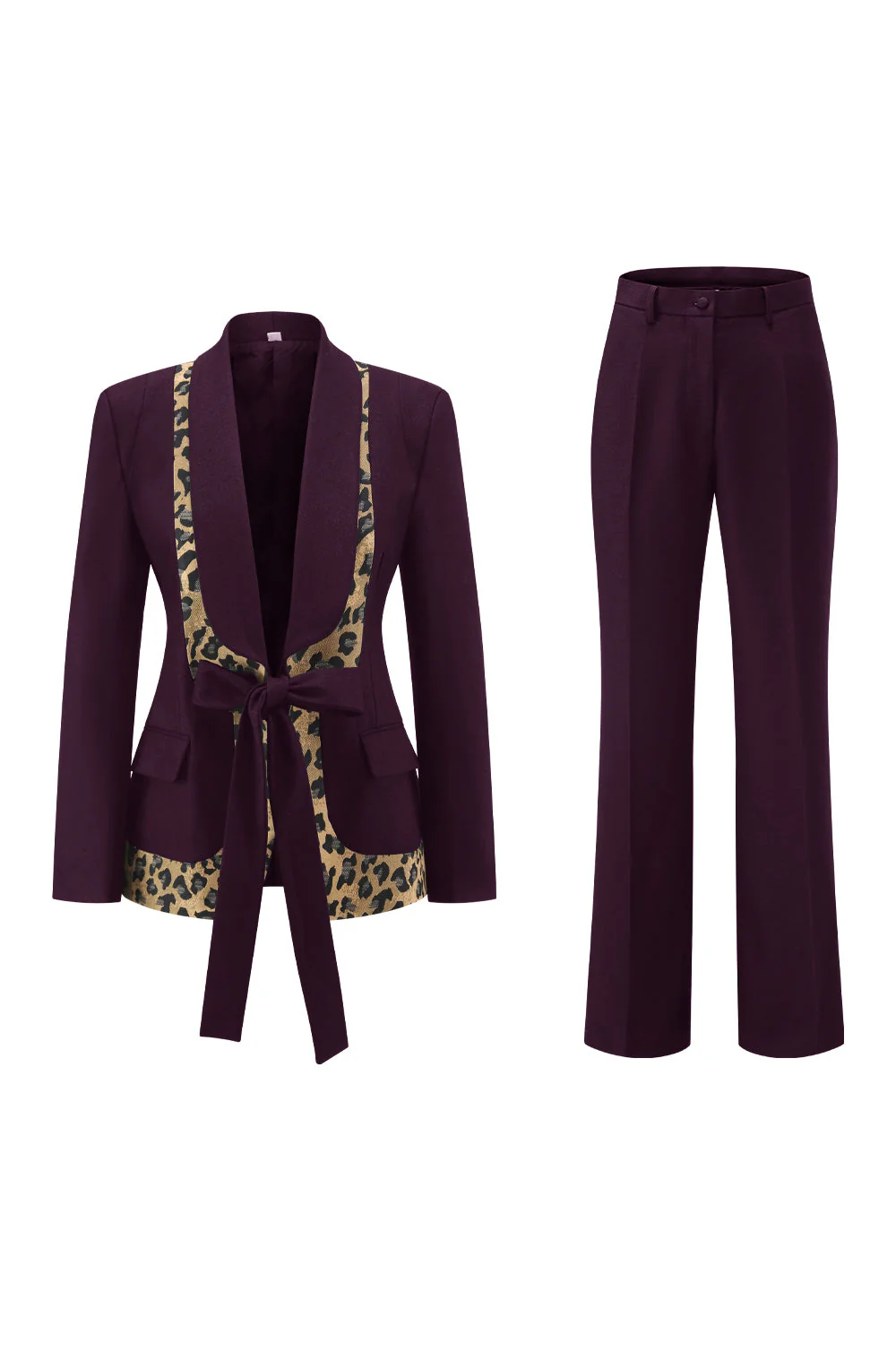 Czarne 2-częściowe garnitury damskie w panterkę Slim Fit - Image 11
