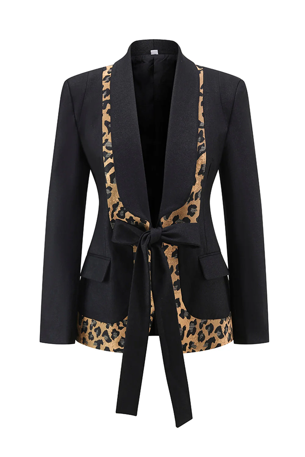 Czarne 2-częściowe garnitury damskie w panterkę Slim Fit - Image 3