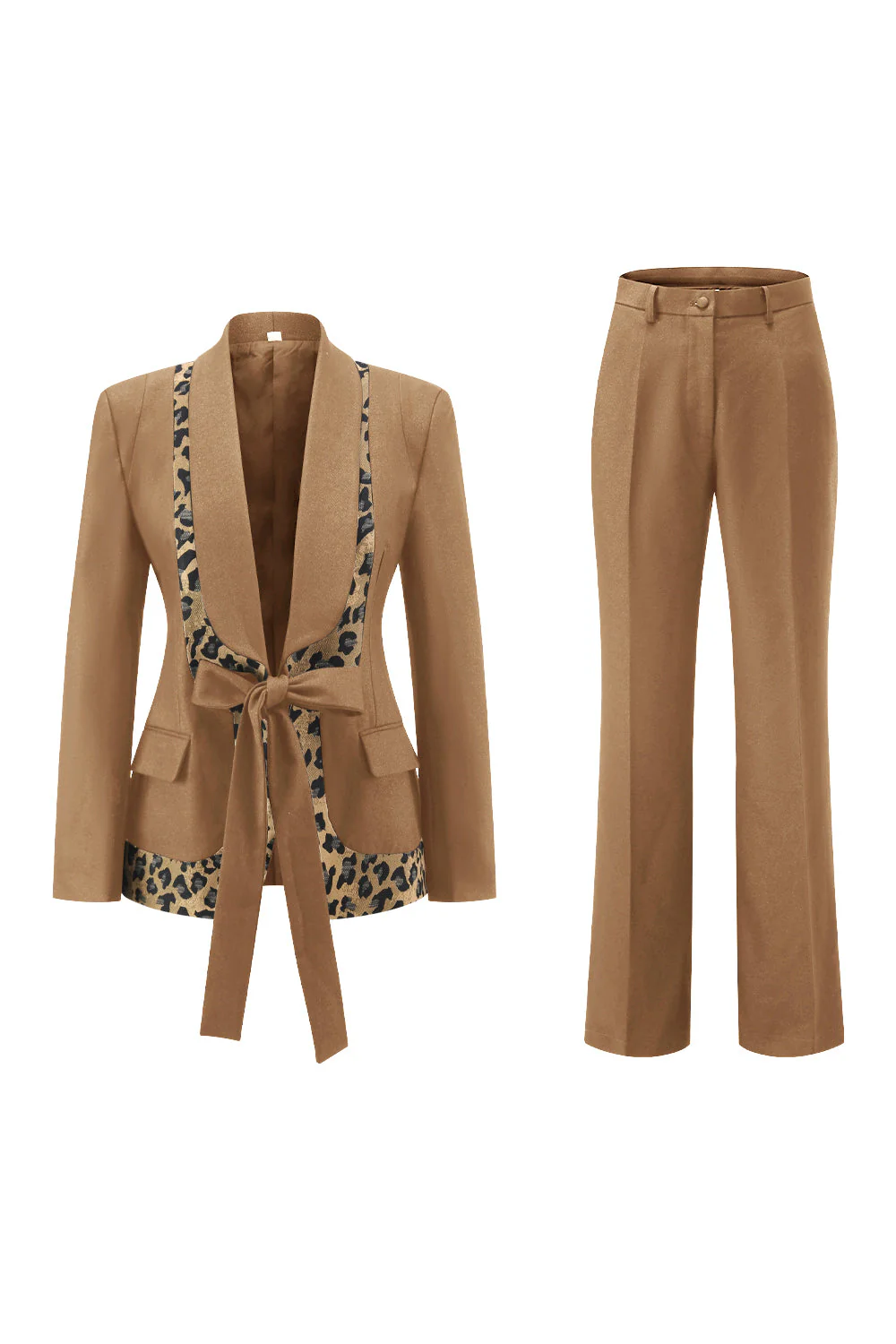 Czarne 2-częściowe garnitury damskie w panterkę Slim Fit - Image 7