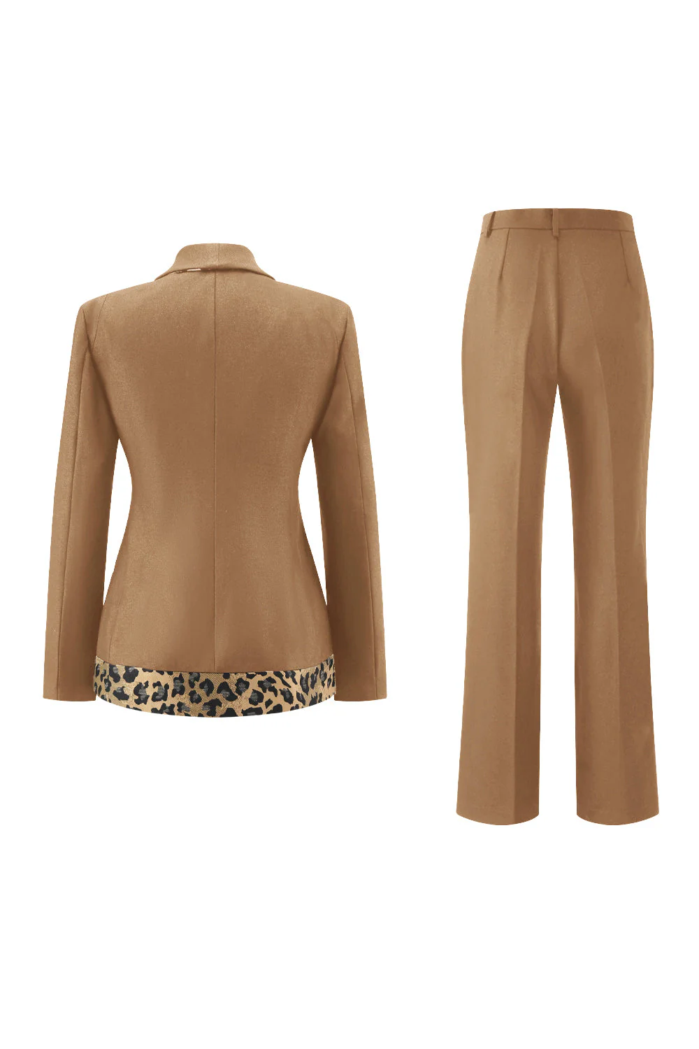 Czarne 2-częściowe garnitury damskie w panterkę Slim Fit - Image 8