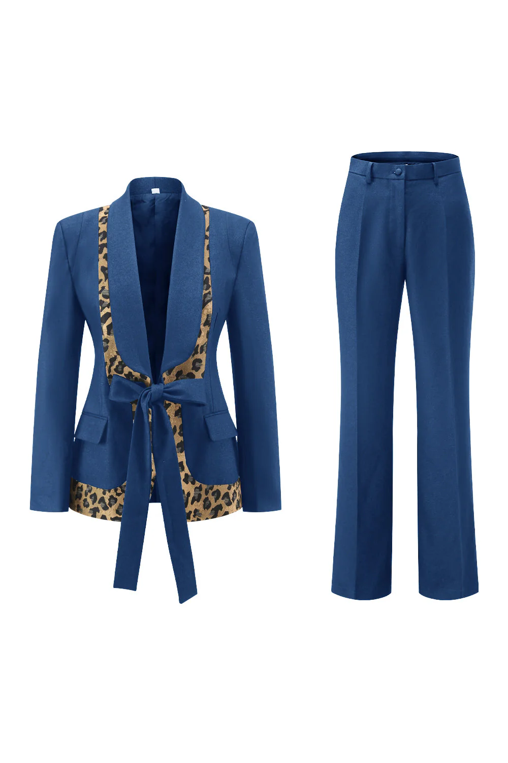 Czarne 2-częściowe garnitury damskie w panterkę Slim Fit - Image 9