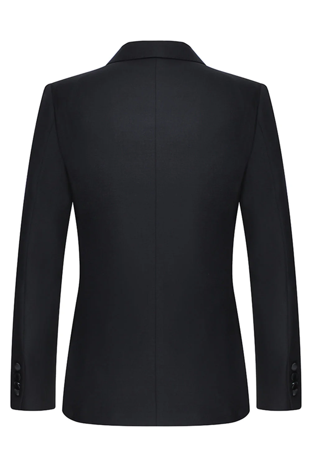 Czarne 3-częściowe męskie garnitury ślubne z klapami w kształcie szpiku slim fit - Image 3