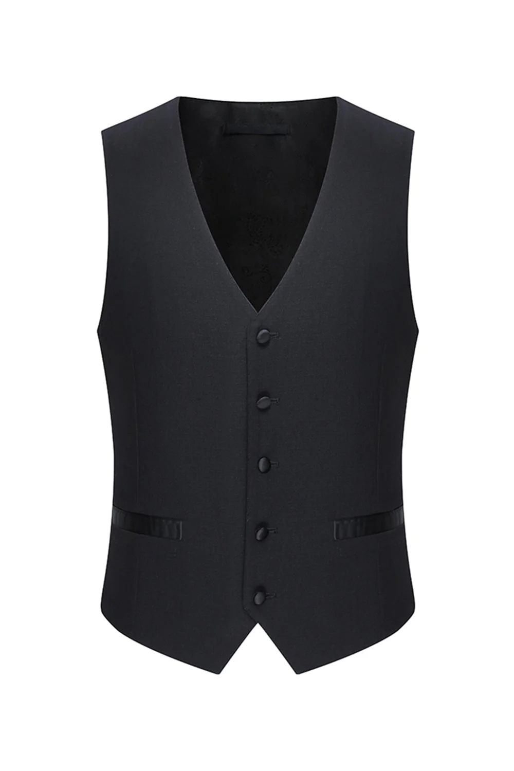 Czarne 3-częściowe męskie garnitury ślubne z klapami w kształcie szpiku slim fit - Image 5