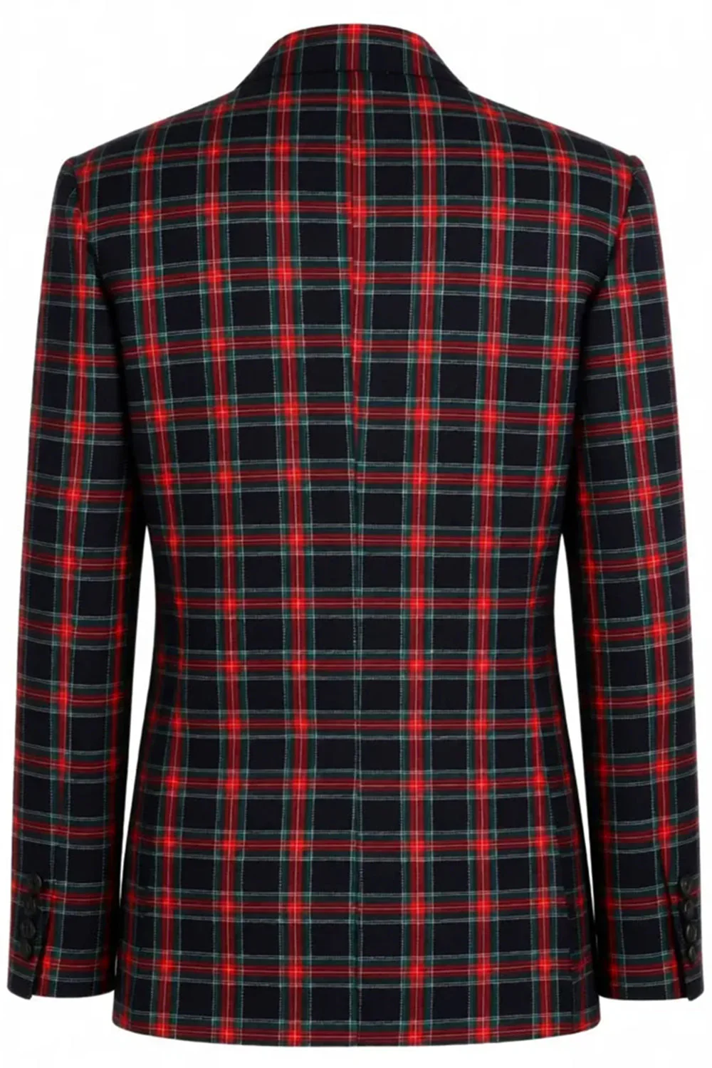 Czarne czerwone kratki Peak Lapel dwurzędowe 2-częściowe męskie garnitury na studniówkę - Image 12