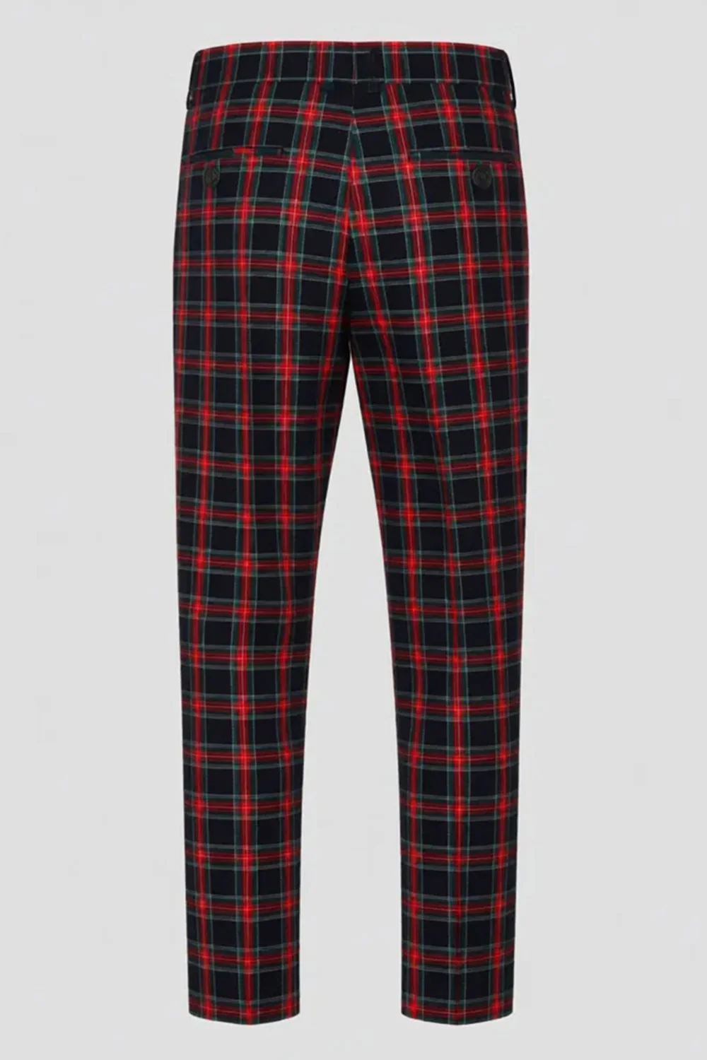 Czarne czerwone kratki Peak Lapel dwurzędowe 2-częściowe męskie garnitury na studniówkę - Image 15