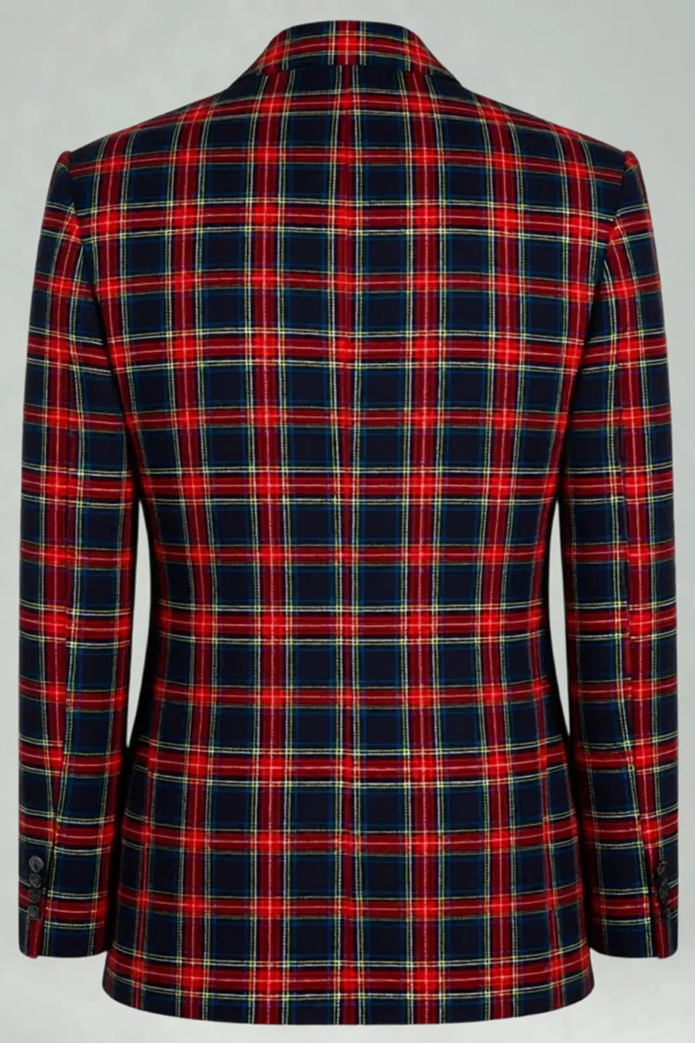Czarne czerwone kratki Peak Lapel dwurzędowe 2-częściowe męskie garnitury na studniówkę - Image 5