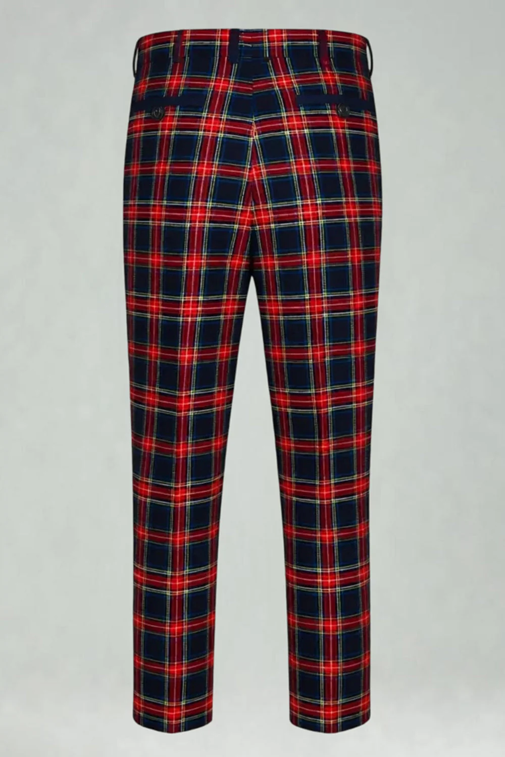 Czarne czerwone kratki Peak Lapel dwurzędowe 2-częściowe męskie garnitury na studniówkę - Image 8