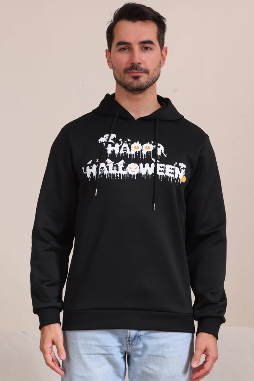 Czarne Rodzinne Bluzy Z Kapturem Z Nadrukiem Tekstu Na Halloween - Image 12