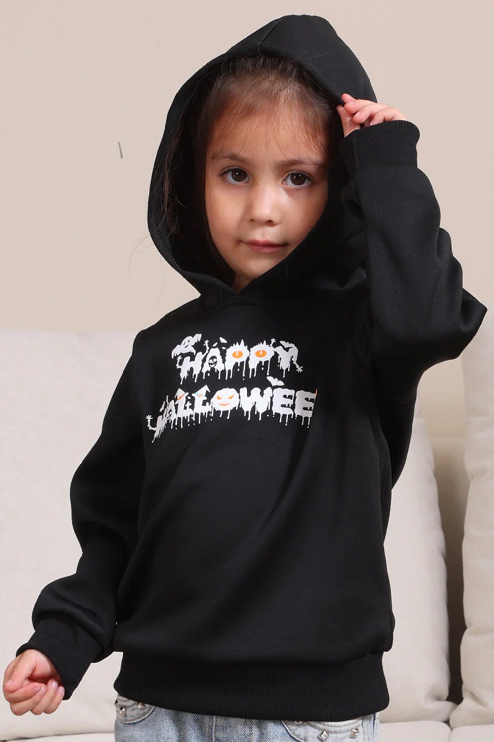 Czarne Rodzinne Bluzy Z Kapturem Z Nadrukiem Tekstu Na Halloween - Image 13