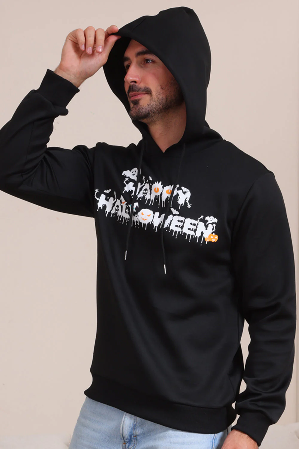 Czarne Rodzinne Bluzy Z Kapturem Z Nadrukiem Tekstu Na Halloween - Image 2