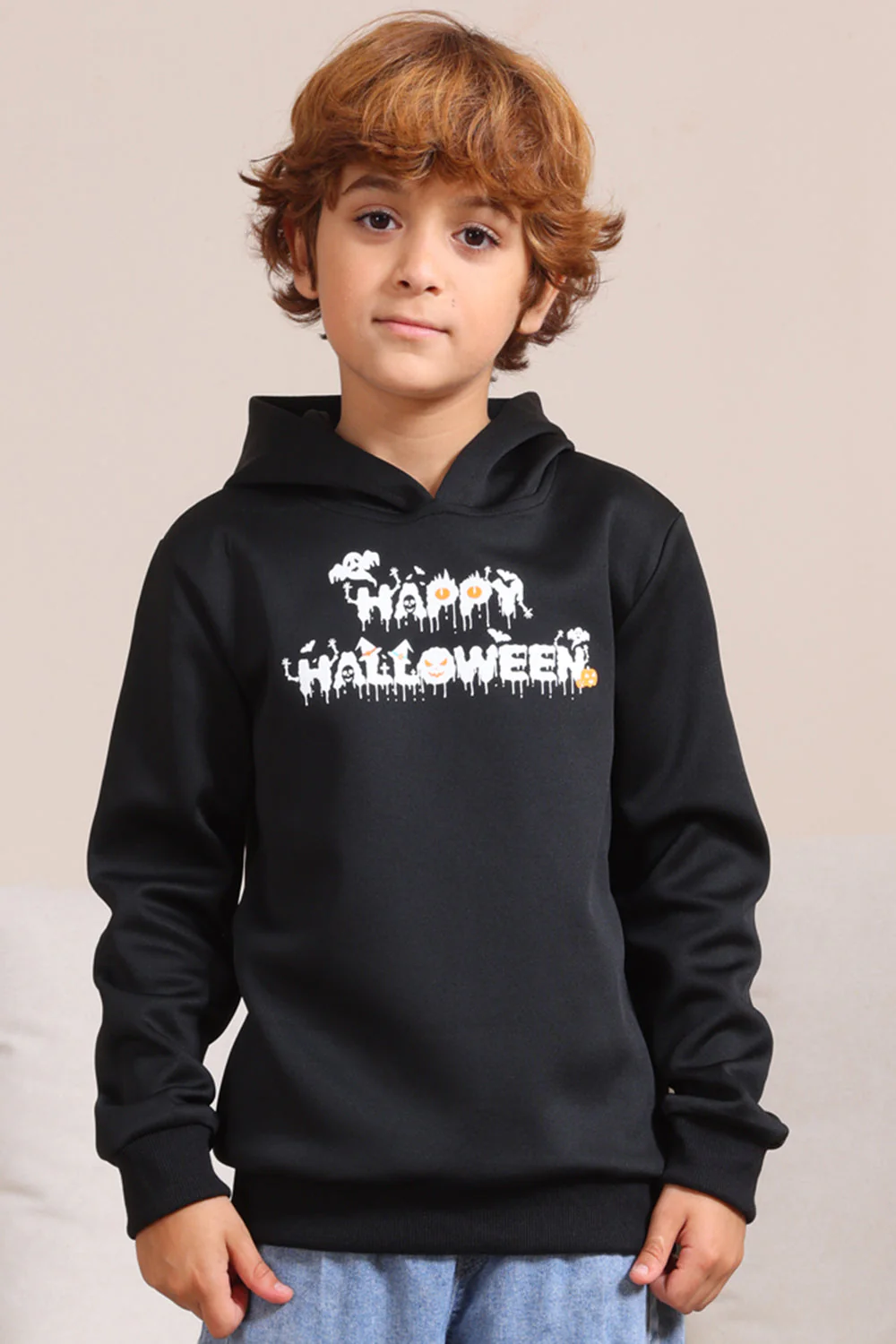 Czarne Rodzinne Bluzy Z Kapturem Z Nadrukiem Tekstu Na Halloween - Image 4