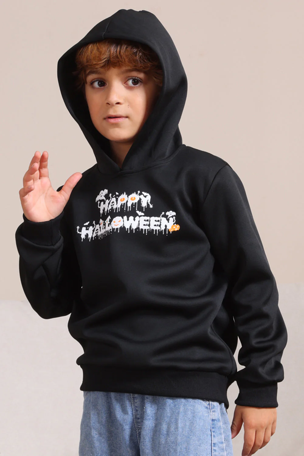 Czarne Rodzinne Bluzy Z Kapturem Z Nadrukiem Tekstu Na Halloween - Image 7