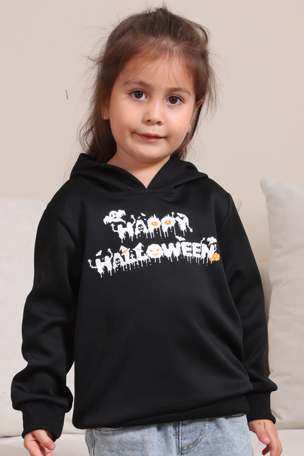 Czarne Rodzinne Bluzy Z Kapturem Z Nadrukiem Tekstu Na Halloween - Image 9