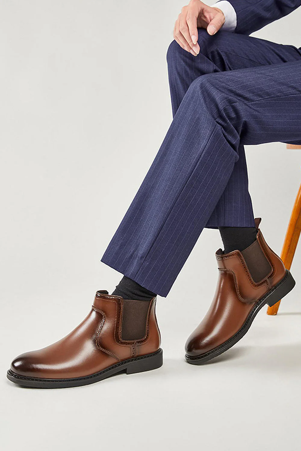 Czarne, skórzane męskie buty casualowe z wysokim dachem - Image 6