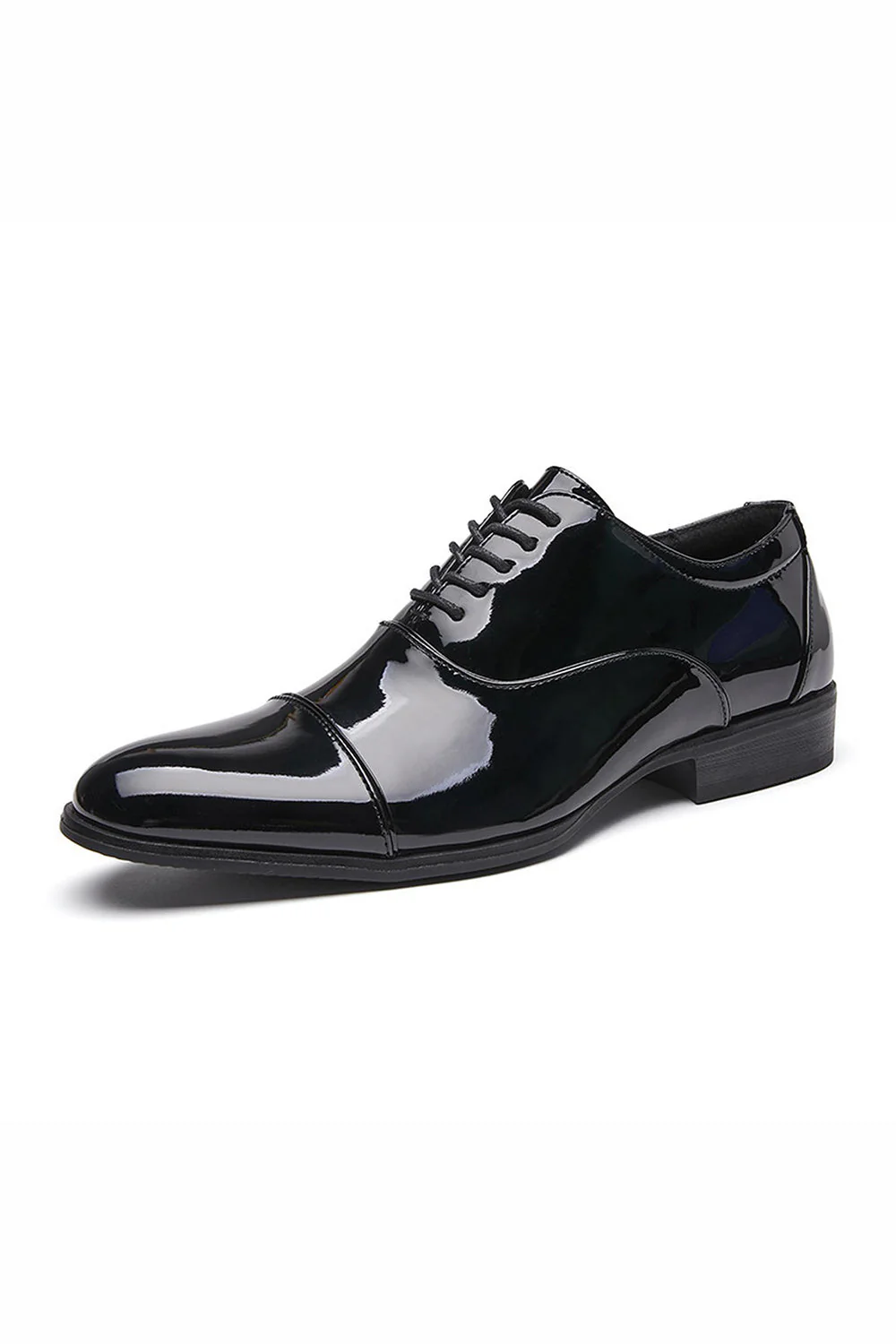 Czarne skórzane męskie buty ślubne ze sznurowadłami - Image 2