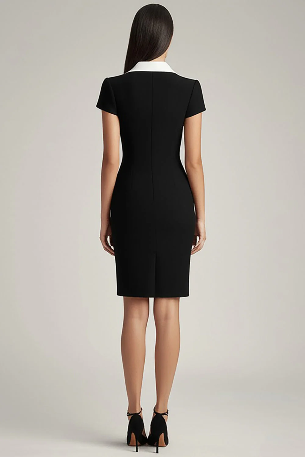 Czarno-biała satynowa krótka marynarka robocza bodycon - Image 2