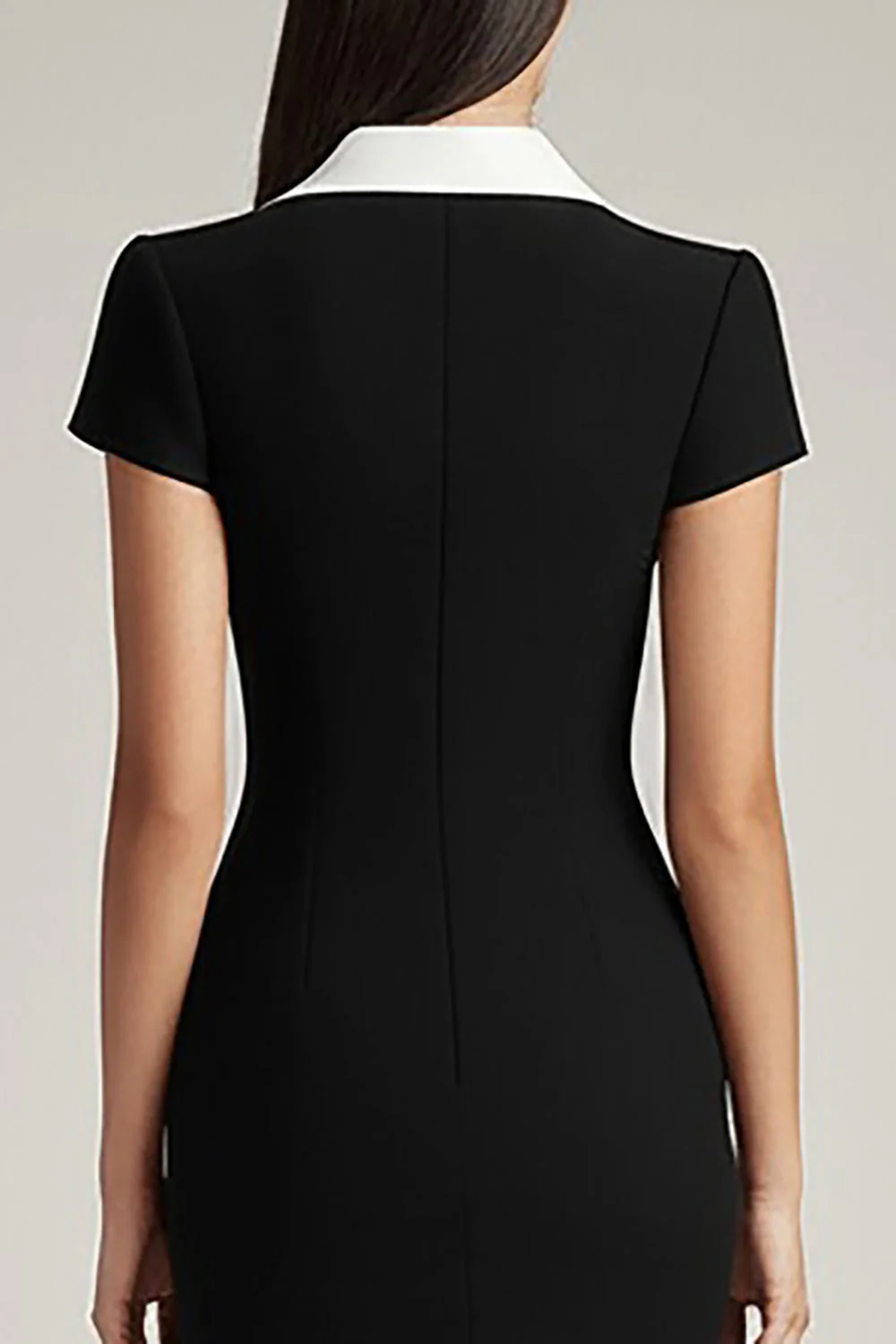 Czarno-biała satynowa krótka marynarka robocza bodycon - Image 4