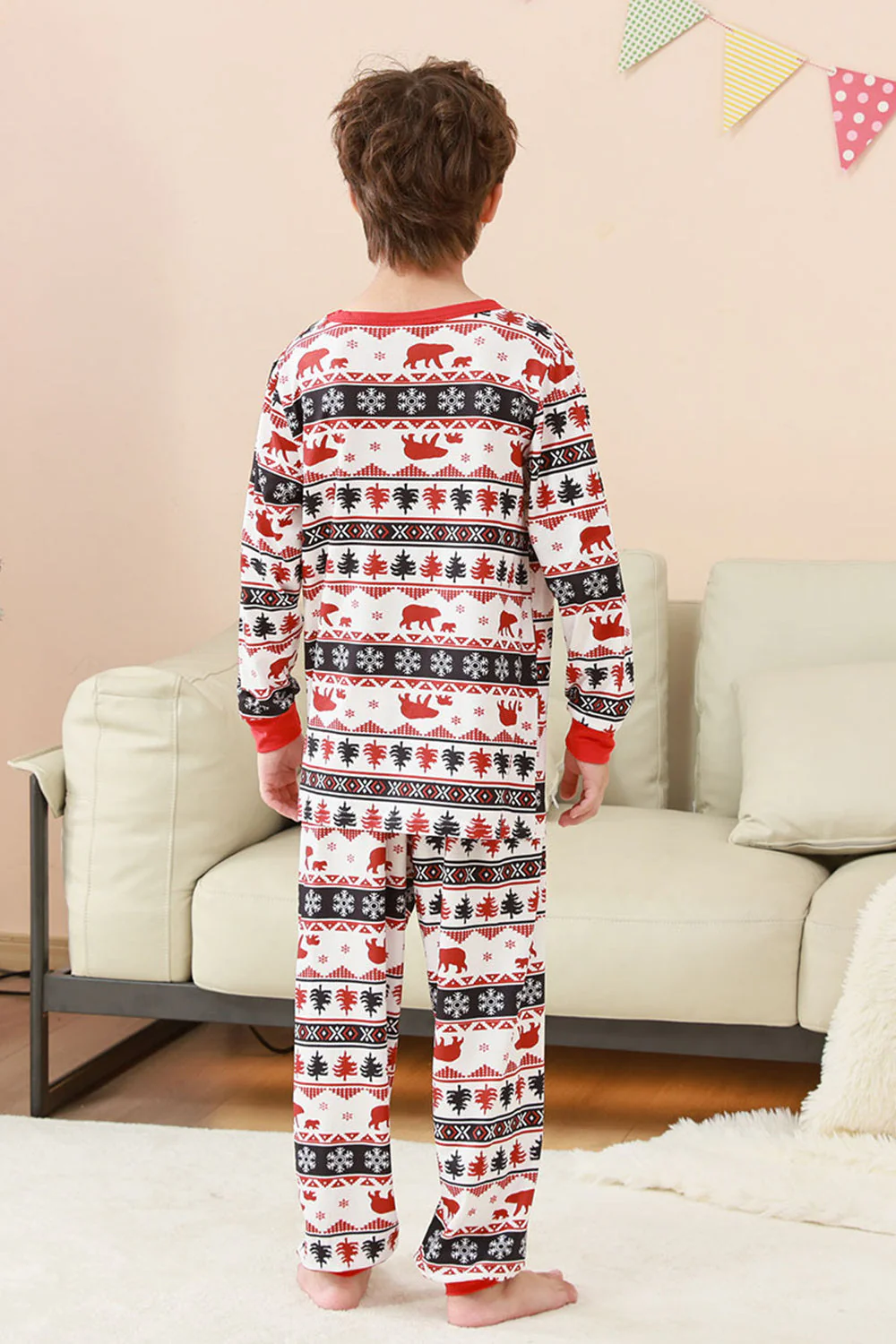Zestaw Świątecznych Piżam Rodzinnych Z Czarno-Białym Nadrukiem - Image 8