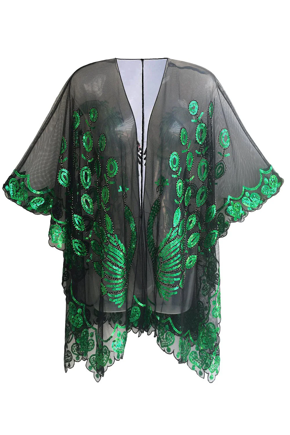 Czarny Cekinowy Peacock 1920s Peleryna - Image 5