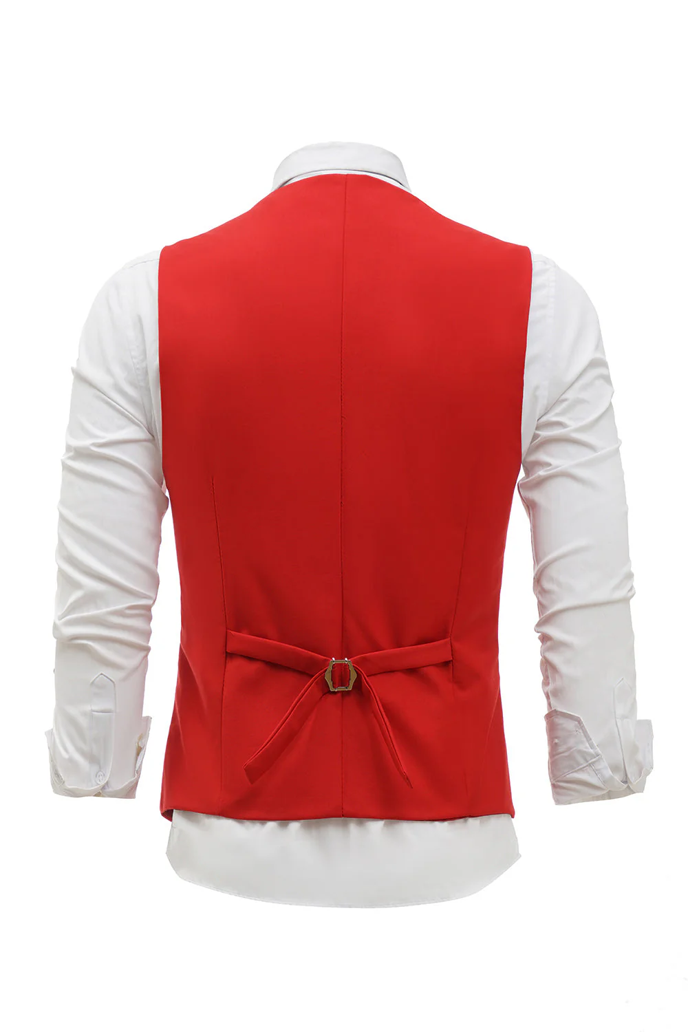 Czerwona jednorzędowa szalowa kamizelka Lapel Men's Suit - Image 2
