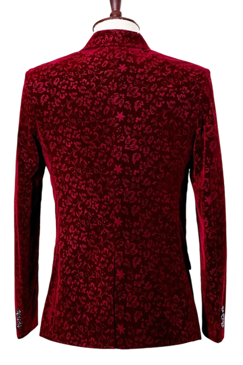 Czerwona klapa z wycięciem Slim Fit Męska marynarka na studniówkę z jednym guzikiem - Image 2