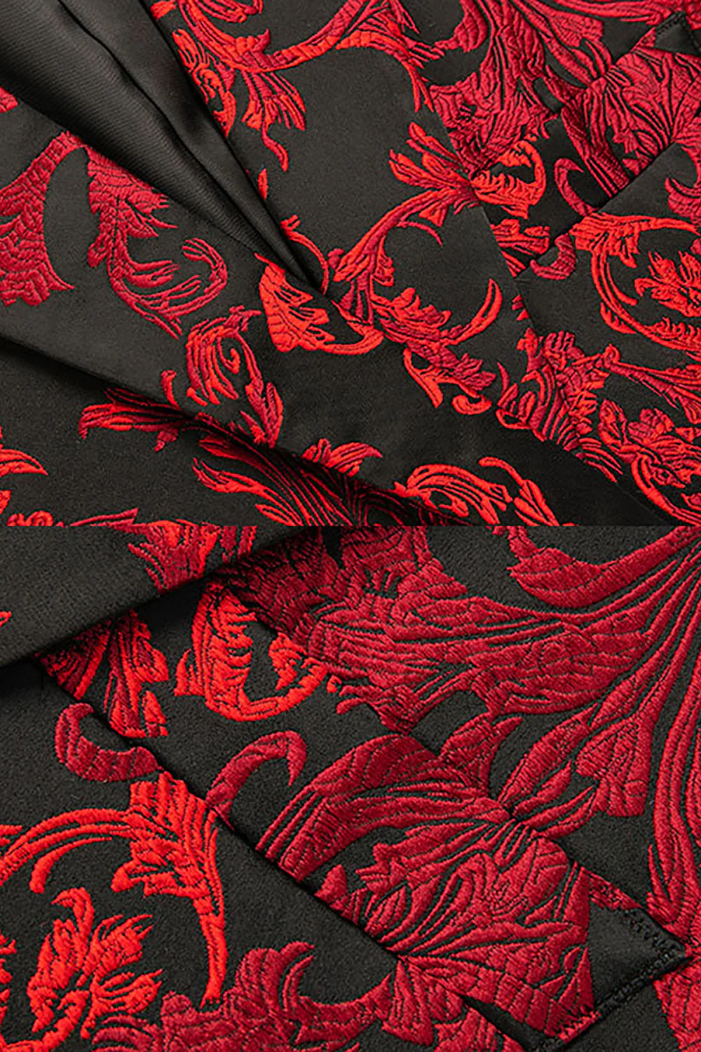 Czerwona męska marynarka z wyciętymi klapami w kwiaty slim fit - Image 4