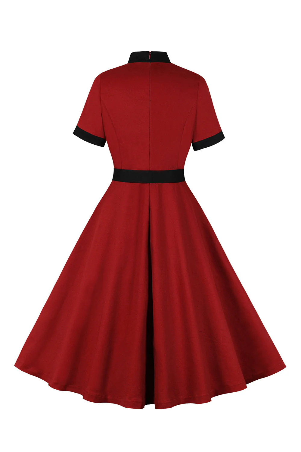 Czerwona sukienka A Line 1950s Swing z paskiem - Image 2