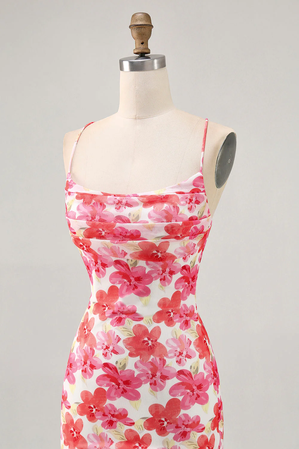 Czerwona sukienka mini z nadrukiem w kwiaty - Image 6